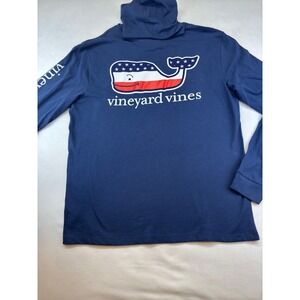Vineyard Vines Men's Deep Bay Patriotic Whale Hoodie T-Shirt Long Sleeve L New